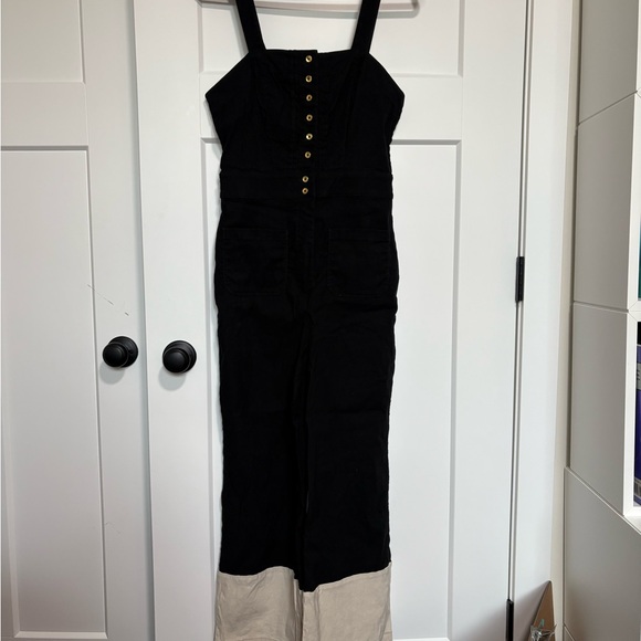 Anthropologie Maeve Black and Cream Wideleg Jumpsuit, Size 6 - Picture 3 of 10